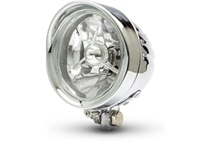 ALCHEMY PARTS 5 Inch 127mm Motorcycle Headlight 55W in CHROME | Vintage Design | Ideal for Custom Chopper | Classic Look Cafe Racer | Compatible with Harley Davidson Sportster Dyna Models 883 1200 1340 1450