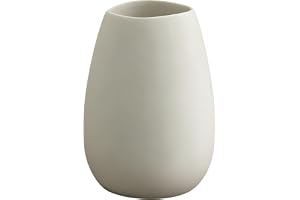 Keramisk vas – 17 cm blomvas vit, minimalistisk modern pampasgräsvas, bondgård bordshylla boho-dekor, lämplig för vardagsrum