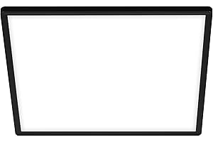 BRILONER - Płaska lampa LED sufitowa, z pośrednim światłem, neutralna biel, do salonu, kuchni, 42x42x2,9 cm, czarna – duży panel LED o nowoczesnym wyglądzie