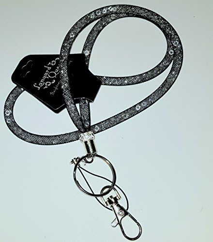 Lanyard Queen ™ Crystal Mesh Diamante Bling Rhinestone Lanyard Ideal for ID Badge pass holder, Office Wear. (Black)
