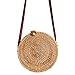 Produktbild Longzjhd Frau Kreis Handgewebt Runden Retro Rattan Stroh Strand Tasche Crossbody Crossbody Tasche, Damen Weben Schulter Tasche Strand Geldbörse zum Reise Täglicher Gebrauch