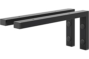 HOLZBRINK 2X Wandkonsole Schwarz für Waschtisch, Design und stabil Waschtischhalterung oder Winkel für Wandregal, Waschbecken Unterbau Wandmontage für waschtischplatte, 350x150 mm