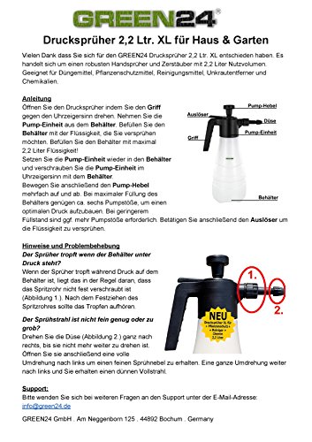 Drucksprüher 2,2 Ltr. Drucksprühgerät XL Sprühflasche, Blumensprüher Pumpsprüher Zerstäuber für Pflanzen Haus & Garten - 2
