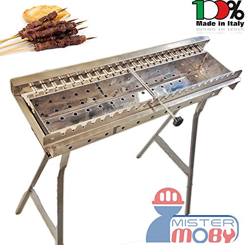 Mistermoby Fornacella Inox Ruota Gira Spiedini Manuale Da 23 Arrosticini Novità Assoluta Prezzo Incredibile!