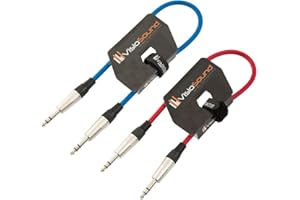 VisioSound 2 x 6.35mm 1/4" Stereo TRS Jack Lead/Balanced Signal Audio Patch Cable / 2 Pack 0.5m Blue/Red