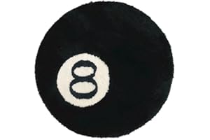 ‎RANJIMA RANJIMA 8 Ball Billard Teppich, Runder 60x60 cm 8 Ball Rug Mikrofaser Tufting Weich Billiard Teppich, Rutschfest Schwarzer Billardteppich Waschbar Coole Teppiche für Wohnzimmer Schlafzimmer Dekoration