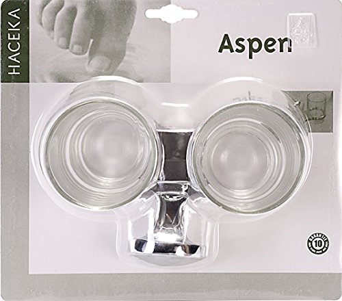 HACEKA aspen Doppelbecherhalter, verchromt, Glaskörper, 1110700 - 5