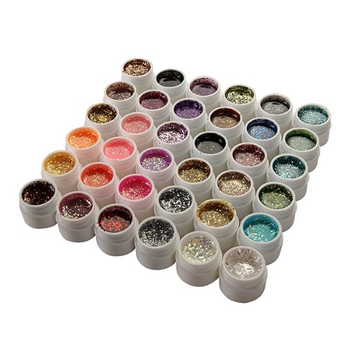 36 Farben Glitter Gel UV Gel Farbgel Set Polish Nagelgel Nailart DIY Glitzernd