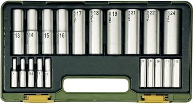 Proxxon 23292 Jeu de clés à douille extra longues 20 pièces 1/2" et 1/4"