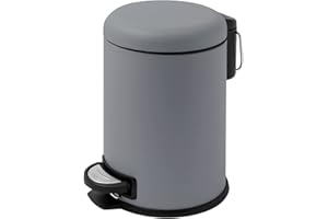 LYCN Bathroom Trash Bin, 3L Stainless Steel Pedal Bin, Small Round Trash Can with Lid,Rubbish Bins Garbage Can with Removable Bucket for Bedroom Office Bathroom (Gray)
