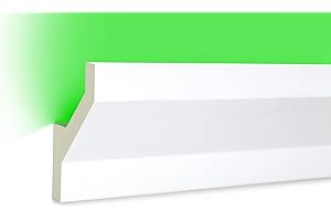 HEXIM LED Stuckleisten aus PU - Indirekte Beleuchtung mit modernen Deckenleisten, lichtundurchlässig, leicht und schlagzäh - (10 Meter Sparpaket LED-10 75x45mm) Zierprofil, Stuck, Deckenbeleuchtung