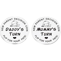 Moneta Divertente Per Neogenitori – Lancia E Decidi: Tocca A Papà O Mamma? Regalo Baby Shower In Acciaio Inox - 2