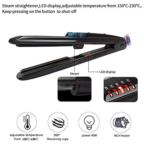 Steam Hair Straightener Spray Perm Professional Ceramic Electric Splint Hair Straightening LED Light Tips Double Voltage 150 C - 230 C Salon High Heat Black Splint reviews Steam Hair Straightener Spray Perm Professional Ceramic Electric Splint Hair Straightening LED Light Tips Double Voltage 150 C - 230 C Salon High Heat Black Splint