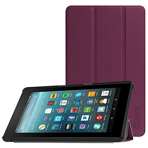 Fintie Hülle für Amazon Fire 7 Tablet (7-Zoll, 7. Generation - 2017) - Slim Cover Lightweight Schutzhülle Tasche mit Standfunktion und Auto Schlaf / Wach Funktion und Auto Schlaf / Wach Funktion, Lila