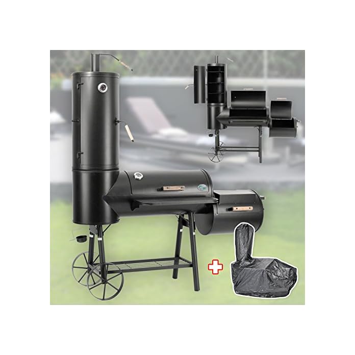 Druline 130kg Profi Smoker Bbq Grill Grillwagen Holzkohle 3 5mm Stahl Vertikal Haube