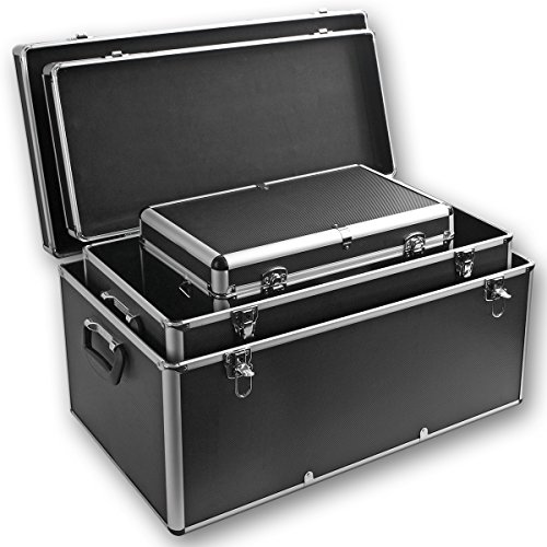 Torrex 3er Set Alu-Boxen 26 / 67 / 100 Liter abschließbar in Schwarz oder Silber – Alukiste Werkzeugkiste Transportbox Lagerbox Lagerkiste (Schwarz) - 3