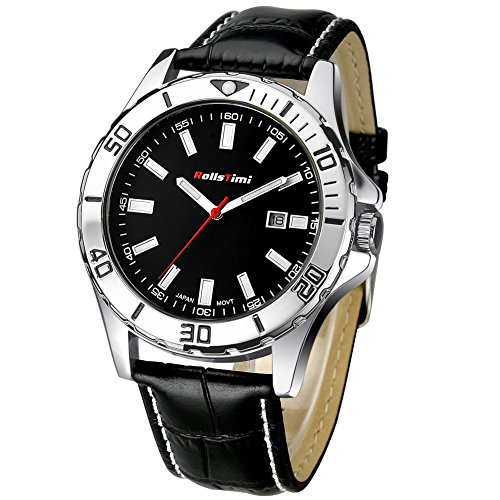Quarz- Armbanduhr Herren- Luxusu Uhren Automatikuhr mit Datumsanzeige 3ATM Lederband Militruary Uhren fr Herren Militr-ary Armbanduhr Schwarz Quarz- Armbanduhr Herren- Luxusu Uhren Automatikuhr mit Datumsanzeige 3ATM Lederband Militruary Uhren fr Herren Militr-ary Armbanduhr Schwarz
