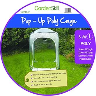 GardenSkillPop Up Mini Greenhouse - Small Polytunnel Growhouse Cover for Tomatoes Fruit Vegetables Plants (1.25m x 1.25m x 1.85m high)