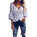 Produktbild Luckycat Best Deals Amazon Prime Day 2018 Damen Frauen Aufflackernhülse Asymmetrische Bluse Lose Shirt Casual Streifen Bluse T-Shirts Tops