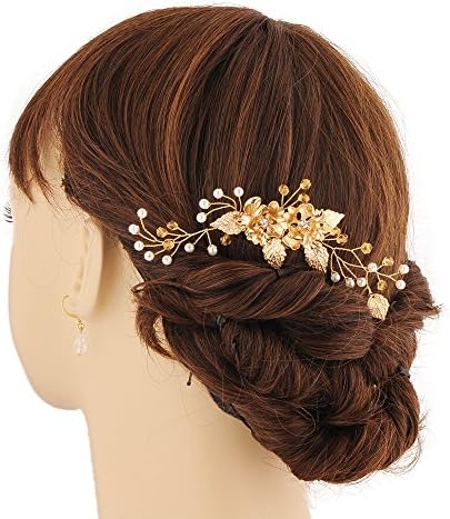 TOPQUEEN Wedding Hairpiece Hairband Hair Comb Accessory Bridal Pearl Hair Vine Ribbon Headband (HP134)
