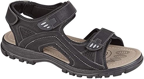 Mens Sandals Hiking Walking Summer Beach Mules Velcro Sports Trekking Sandals Shoes Size (Mens UK size 9, Black)