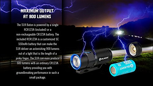 Mejor Ahorro para Olight® S1R Baton linterna recargable del LED con el
Cree XM-L2 CW / NW LED - Incluido 1 x RCR123A batería, Negro en Amazon