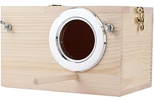 CAREDY Nest Box Bird House, 12x12x19.5cm Wood Bird House Pet Incubation Breeding Box Wood Breeding Box Nest Box Wood Bird Cages Outdoor Garden Decoration Accessories