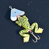 Arpoador 2X Señuelo de Pesca Cebo Suave Silicona Artificial Verde Rana Paillette Rotación