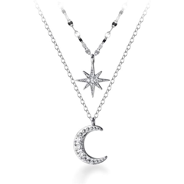 Orecchini A Cerchio Luna E Stella In Argento 925 Con Zirconia - Mini Clip Per Cartilagine E Lobo
