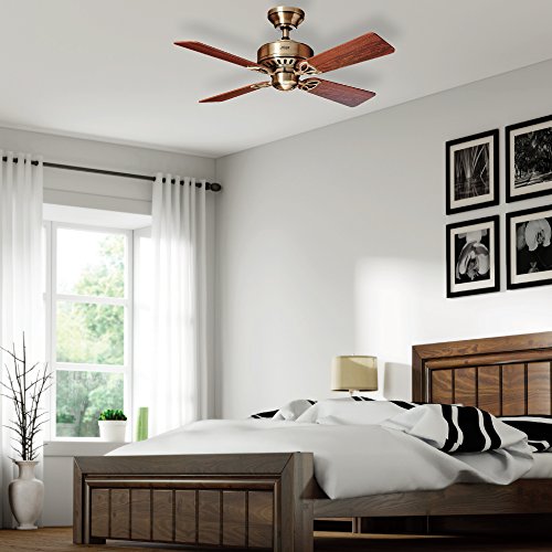 Hunter Deckenventilator Bayport Wendeflügel, 1 Stück, 107 cm, messing antik / eiche / rosenholz, 24174 - 2