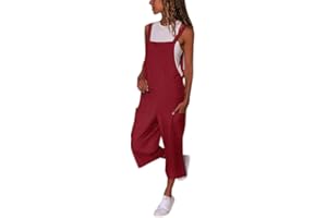 HAOLEI 2024 Damen Overall Aus Baumwolle Und Leinen, Günstig Latzhose Lässig Modisch, Jumpsuit Sommer Elegant Schick, Ärmelloser Cargo-Overall, Sommerhose Leicht Und Luftig, Romper Locker Atmungsaktiv