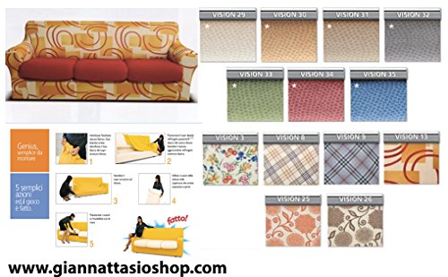 BIANCALUNA Genius 4D Copridivano 3 posti per divani da 180 a 250cm - Colori Fantasia Vision da comunicare