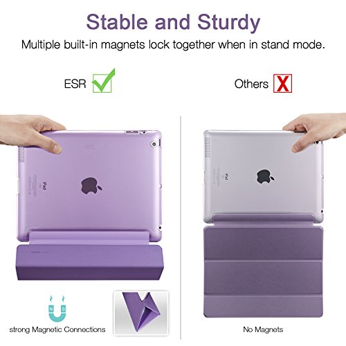 iPad 2 / 3/ 4 Hülle, ESR® Yippee Series Auto Aufwachen/Schlaf Funktion Wickelfalz PU Ledertasche mit Durchschaubar Rückseite Schutzhülle für iPad 2 3 4 (Lila) - 5