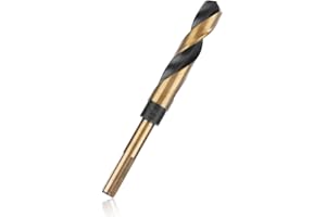 FUKAISU Broca Helicoidal Vástago Reducido de 16mm, Broca de Acero Alta Velocidad para Metal y Cobalto para Cobre Aluminio Hierro y Carpintería Proyectos Bricolaje (Negro, Dorado)