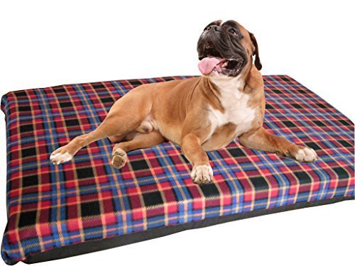 KosiPet-Large-Deluxe-High-Density-Foam-Mattress-Waterproof-Dog-Bed-Beds-Red-Check-Fleece