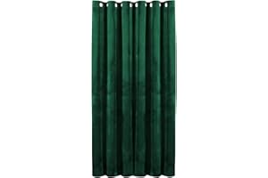 Hafaa Emerald Green Blackout Curtain for Bedroom – 66" wide x 84 inch drop Super Soft Crushed Velvet Curtains for Living Room – 1 Panel Eyelet Curtain with Matching Tie Back (168cm x 213cm)