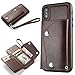 Produktbild Apple iPhone X Hülle,iPhone X Leather Handyhülle,WIWJ Handyhülle Wallet Case[Modisch Leder Handy Shell mit Geldbörse] Flip Schutzhülle in Standfunktion Kredit Kartenfächer Magnetverschluss PU Leder Lederhülle Silikon Anti-Scratch Shell Back Cover Folio Hüllen Schale Schutzhüllen für iPhone X+1x Touch Stylus Pen-Braun