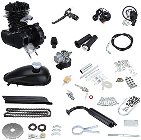 Euroeshop 38km/hour 2 stroke Cycle Motor Muffler Motorized Bicycle Bike Engine Gas Kit Friction Plate 80CC K (Black)