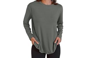 OYIGELZ Langarmshirt Damen Rundhals Locker Oberteile Herbst Casual Shirts Streetwear