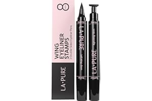 LA PURE Waterproof Winged Eyeliner Stamp - 8mm Long Lasting Liquid Liner Pen, 2 Wingliner Black Make Up Pens, Vamp Style Wing, Smudgeproof & Sweatproof, Perfect Cat Eye Look, Eyeshadow, No Dipping