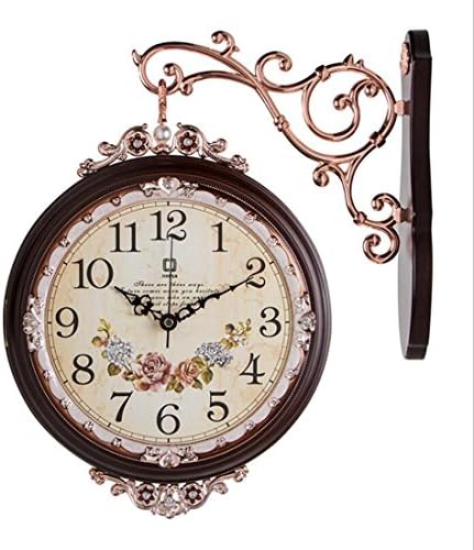 Swing Wall Clock Modern Silent European Style Large Living Room Double Side Wall Clock Fashion Hardware Wall Watch , wood color