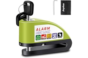 ‎ANYKUU Anykuu Bremsscheibenschloss Motorradschloss Alarm 110 dB Laute Scheibenschloss Bremsschloss mit 1.5m Erinnerungskabel und Schlosstasche Alarmschloss Für 7mm Dick Bremsscheibe Motorrad Fahrrad
