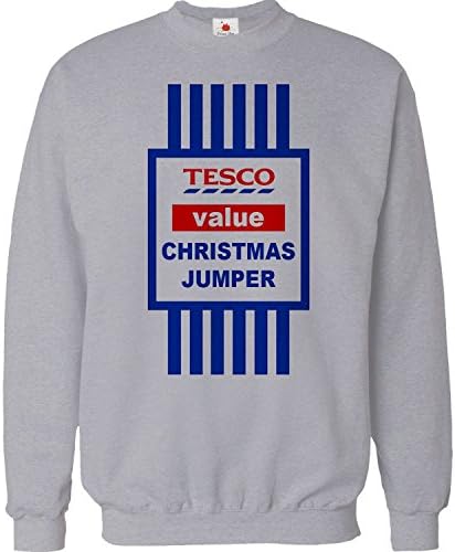 CHRISTMAS JUMPER SWEATER MENS FUNNY TOPS TESCO VALUE SWEAT SHIRT XMAS GIFT 2015 UNISEX TOP XX-Large Grey
