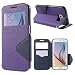 Produktbild NessKa Handyschutz in Perfektion | Handyhülle Für Samsung Galaxy S6 | Ultra Slim Premium Flip Cover Handy Tasche Schutz Hülle mit Ständer Silikon Innen Schale Original Roar Fancy Case | Lila
