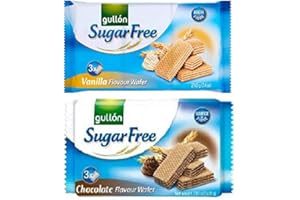 Gullon Biscotti in wafer senza zucchero, 6 confezioni da 210 g, varietà (3 vaniglia + 3 cioccolati)