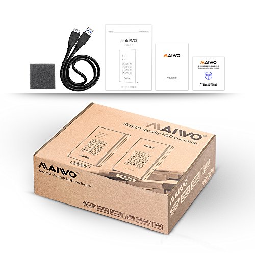 Maiwo tragbar Lockdown AES 256-bit verschlüsselt Festplatte Gehäuse mit 6,3 cm HDD Gehäuse SATA auf usb3.1 - 6