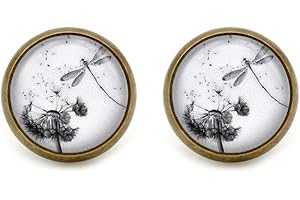 SCHMUCK-STADT Libelle Ohrstecker Pusteblume Motiv Ohrringe bronze-farben