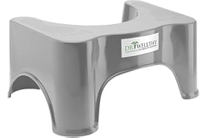 QUALITY CONTOR Dr. Wellthy Toilettenhocker - Hilfe und Unterstützung bei Hämorrhoiden, Reizdarm, Blähungen - Bessere Verdauung - Entspanntes Toilettenerlebnis - 41,5x24x17 cm - Grau