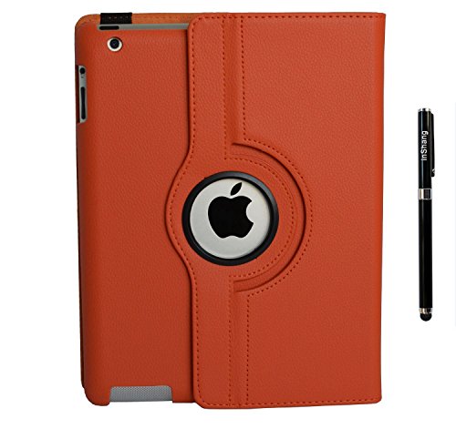 inShang Hülle für Apple iPad 2 iPad 3 iPad 4, Edles PU Leder Tasche Hülle Skins Etui Schutzhülle Ständer Smart Case Cover für Tablet iPad, Super Automatische Einschlaf-/Aufwach funktion, 360 Grad rotierende Schutzhülle mit Standfunktion + inShang Logo hochwertigen Stylus Eingabestift Stift