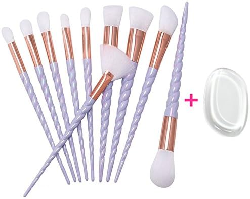 Unicorn Makeup Brush Set with Silicone Makeup Sponge Face Foundation Powder Blender Eyeshadow Cosmetic Brushes Beauty Tools Kits (White)